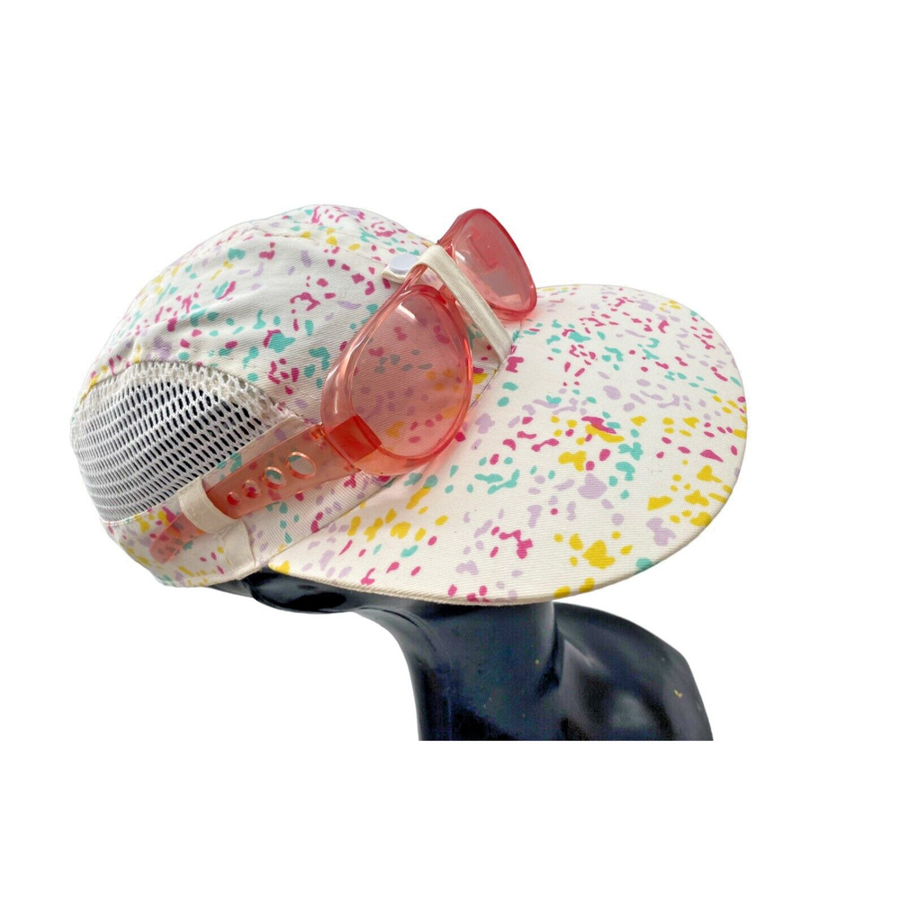 Vintage 80s Heart Throb By Herman Pecker Kid's Caps W/Sunglasses Pink Confetti